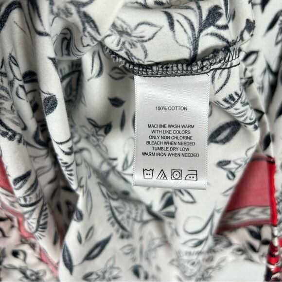 Foxcroft Wrinkle Free Cotton 3/4 Sleeve Tunic White Black Red Blouse Top 10 - Picture 9 of 9